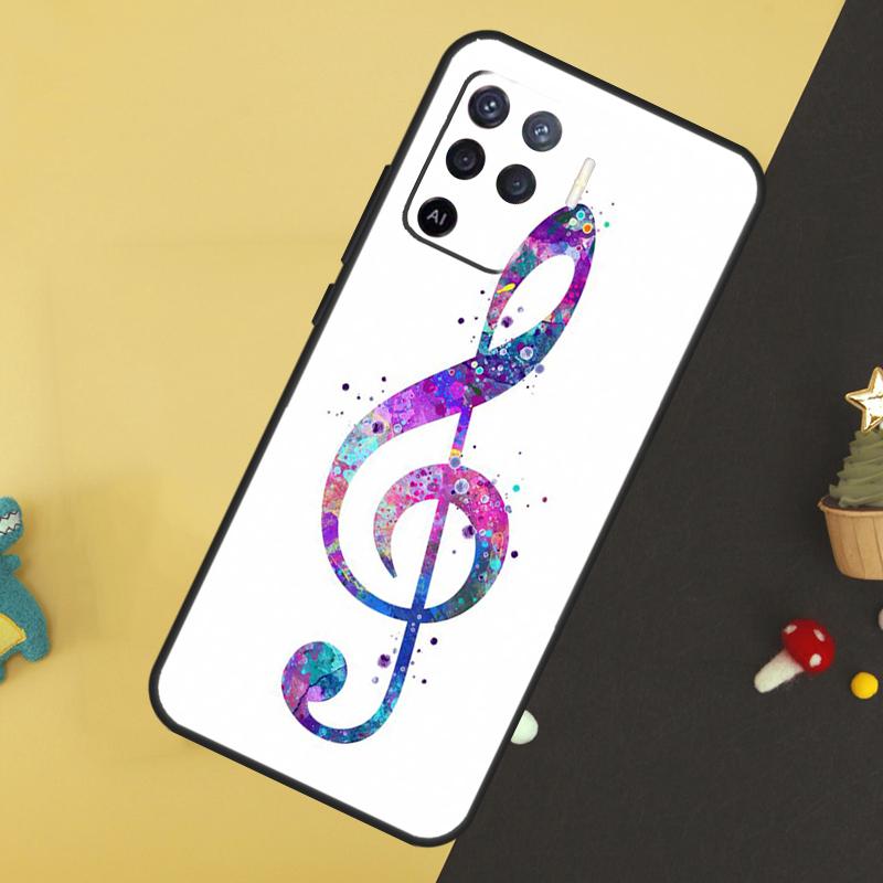 Treble Clef Music Note Case For Oppo A5 Pro A6 A15 A16 A76 A96 A17 A57 A98 A58 A78 A18 A38 A54 A74 A94 A40 A60 A80