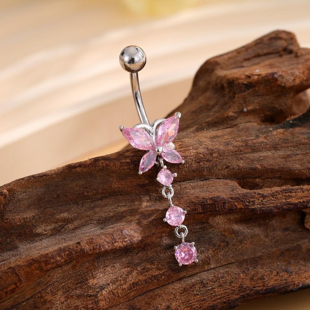 Butterfly Zircon Navel Ring Rhinestone Belly Button Ring Body Piercing Jewelry  Party Decoration