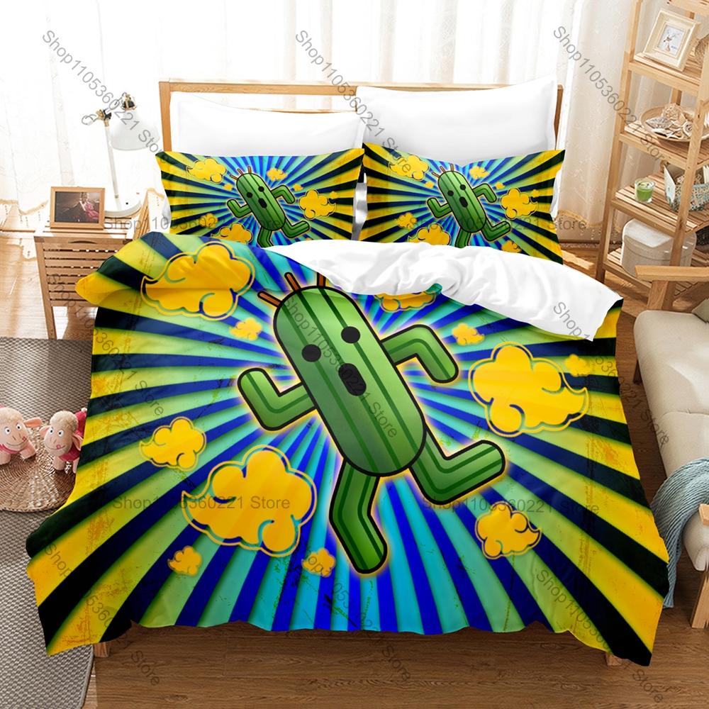 Final Fantasy Series Iconic Heroes Magic Fantasy World HD Print Bedding Set Duvet Cover 2 Pillowcases Polyester Game Room Decor