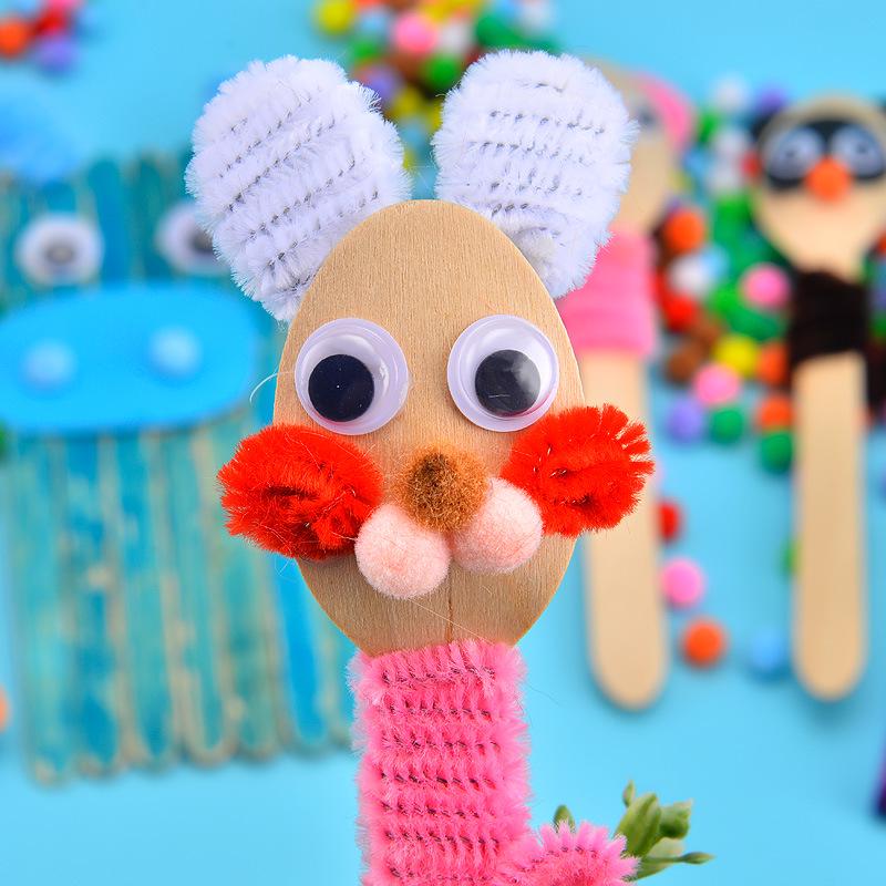 International Kindergarten DIY Kit: Chenille Stems, Pompoms & Non-Woven Fabric for Handmade Art Projects