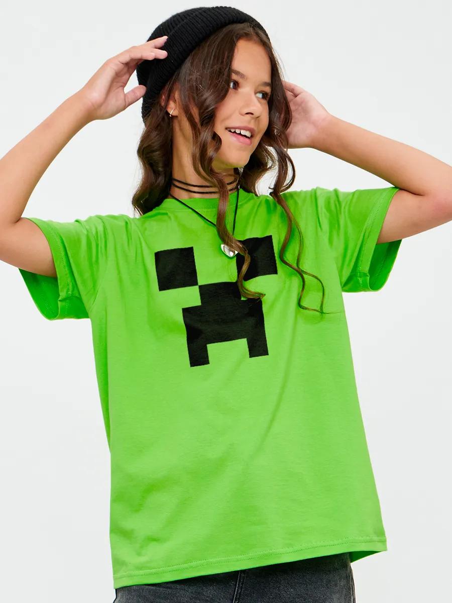 Green cotton oversized T-shirt with print S