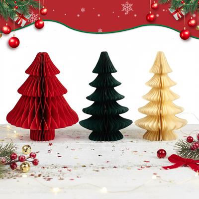 Honeycomb Christmas Tree Decoration 2pcs/3pcs 3D Artificial Tree Centerpiece Rustic for Mantel Xmas Tabletop Centerpiece