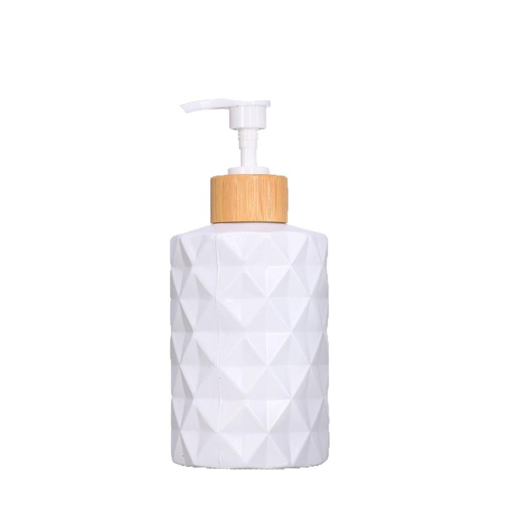 Rhombus Glass Soap, Shampoo & Lotion Dispenser Bottle - Press-Type Refillable