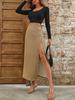 Women's European & American High-Waisted Slit Denim Midi Skirt - New Fashion