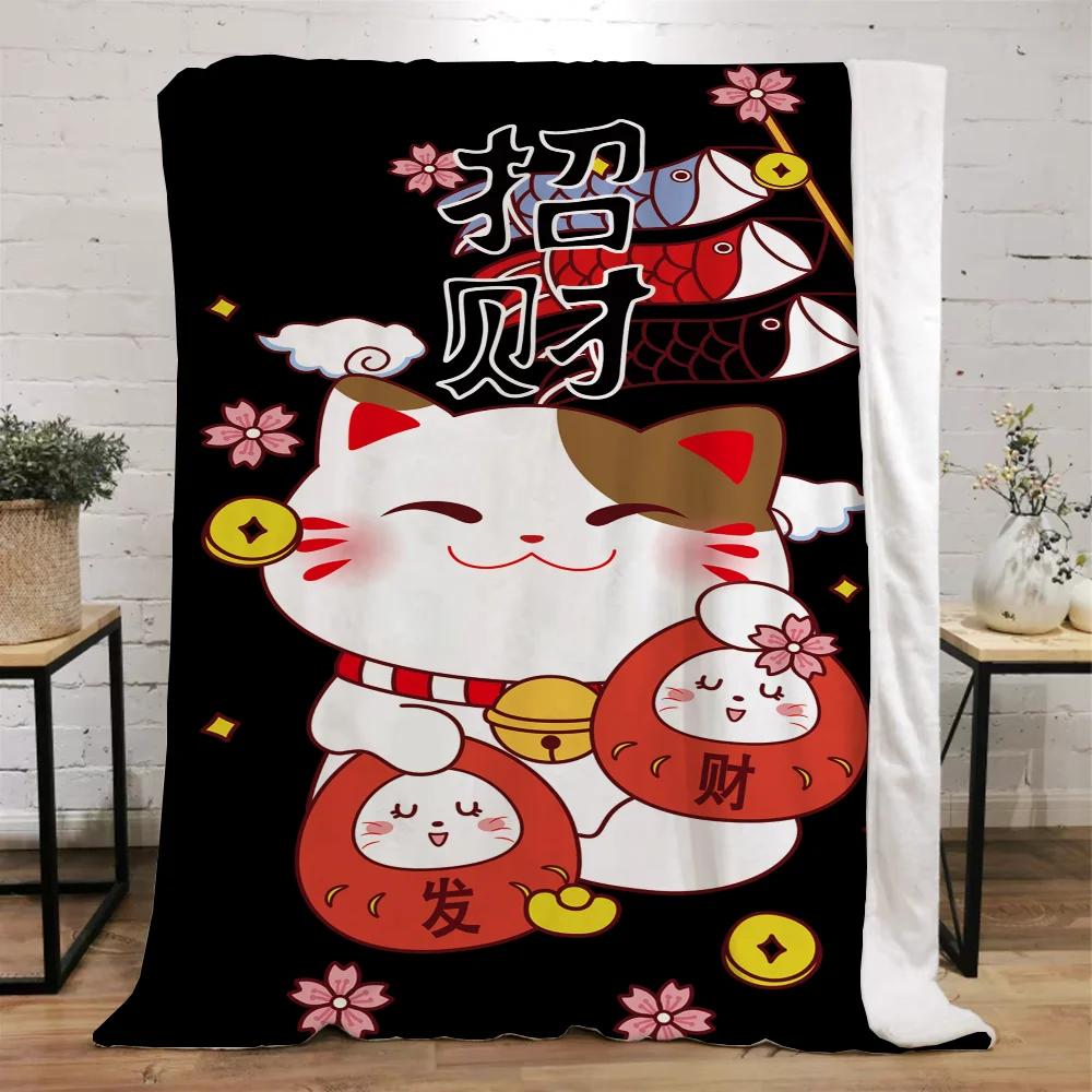 Lucky Cat Fluffy Soft Blankets & Throws Designer Throw Blanket Bed Knitted Plaid Interior for Home Luxury Bedding Beach Towel