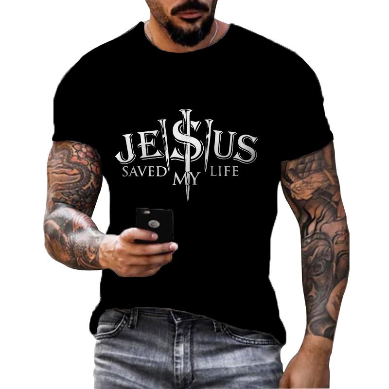 Jesus Christ Cross 3D Printed T-Shirt Streetwears Oversized Hip-hop Casual Clothes Tops