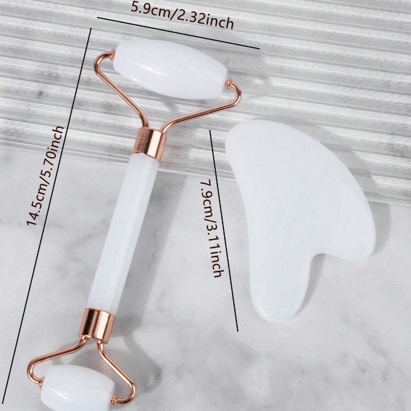 2 Pieces/Set Facial Beauty Massage Tool Set - Double-Head Massage Roller, Triangular Scraping Board, Roller Scraping Body Scraping Massage Tool Set