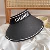 Straw empty top hat women's summer fashion versatile leisure style enlarged widened brim sun hat vacation outdoor sun protection hat