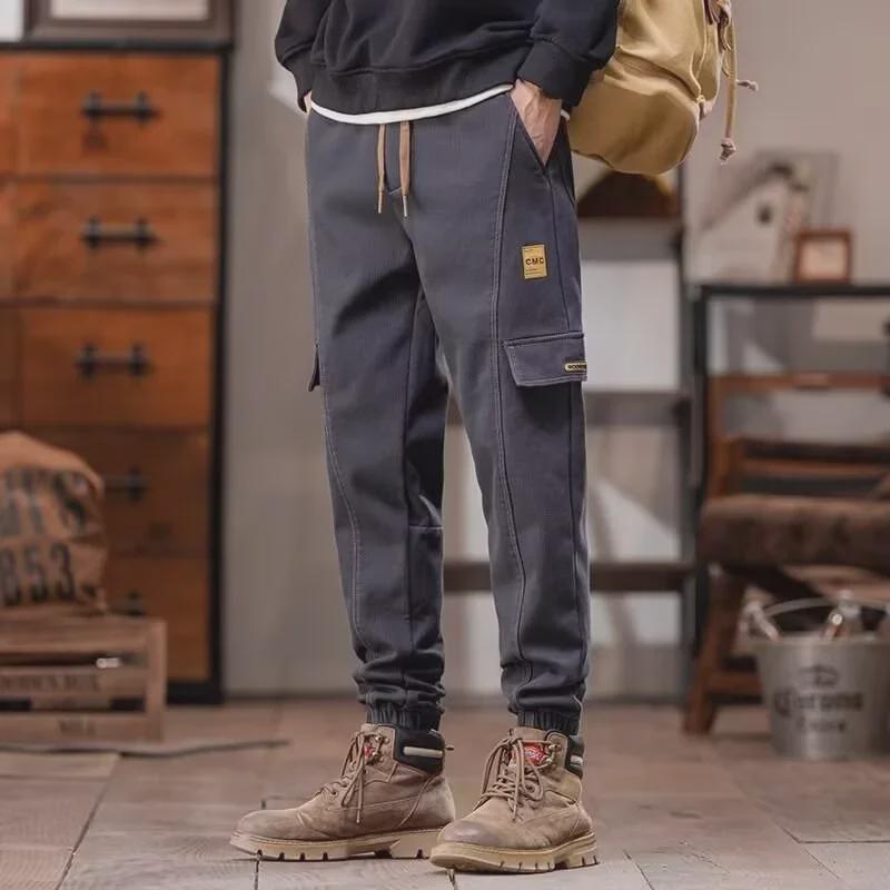 2024 Men's American-Style Plus Velvet Autumn/Winter Overalls: Versatile, Loose, Warm, Casual Pants