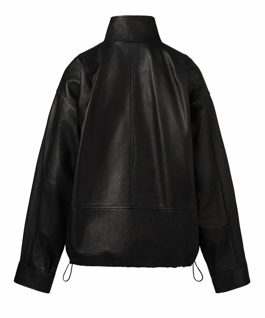 Verdemar Italian Vegetable Lambskin High-Neck Oversized Jumper_Black