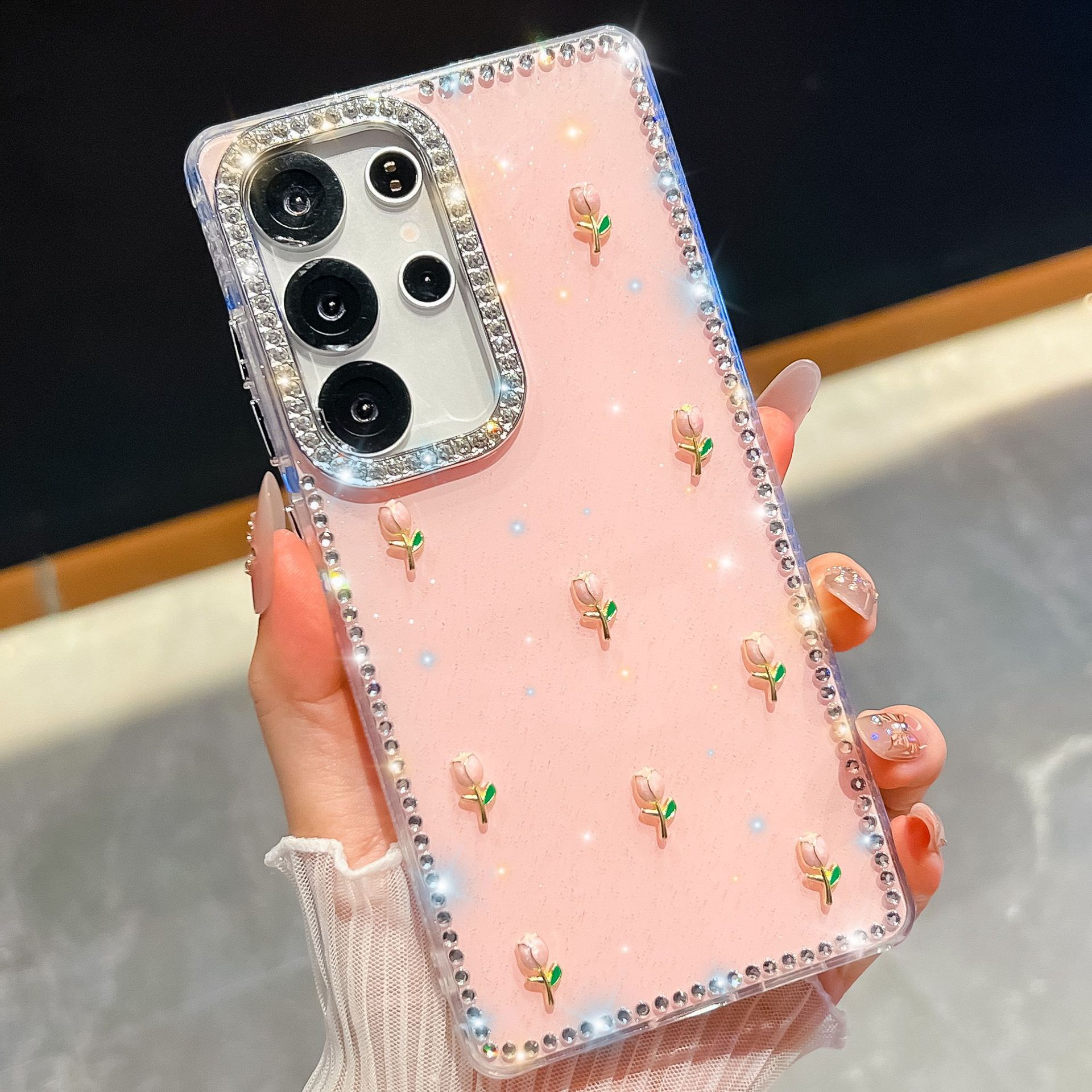 

Чехол для телефона Samsung S25 Ultra Тюльпан A17 Новый Флэш-бриллиант A56 Роскошный Чехол с Флэш-пудрой A55(5G)