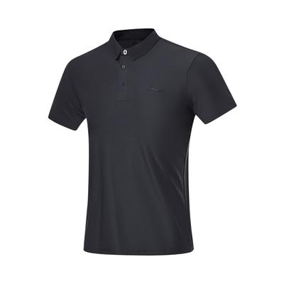 Lining Mens Fitness Series Solid Color Moisture-Wicking Quick-Dry Polo Shirt Men Tops Black APLT117-1