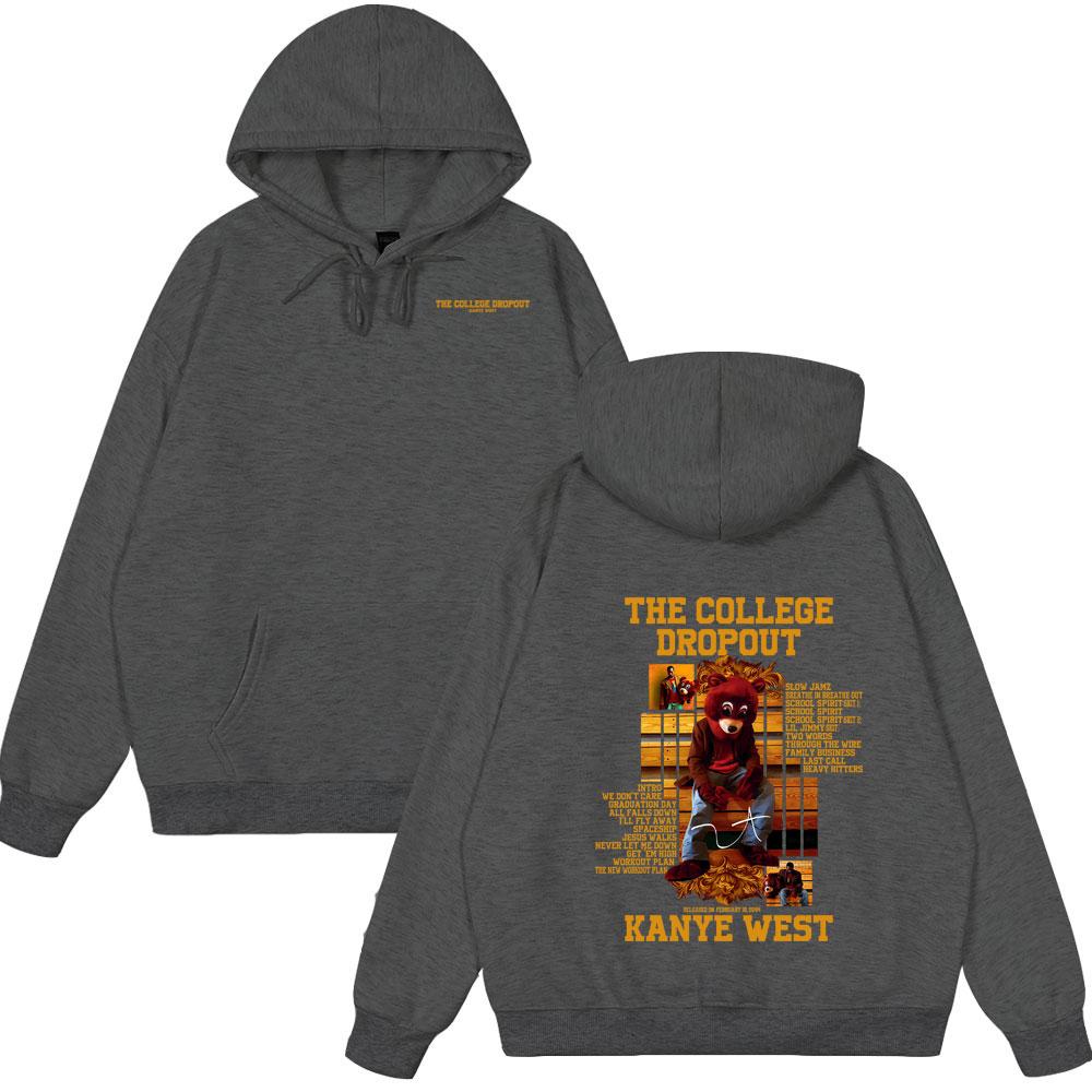 Rapper Kanye West The College Dropout Bear Graphic Hoodies Summer New Style Clothing Hip Hop Oversized Streetwears Spring Wears