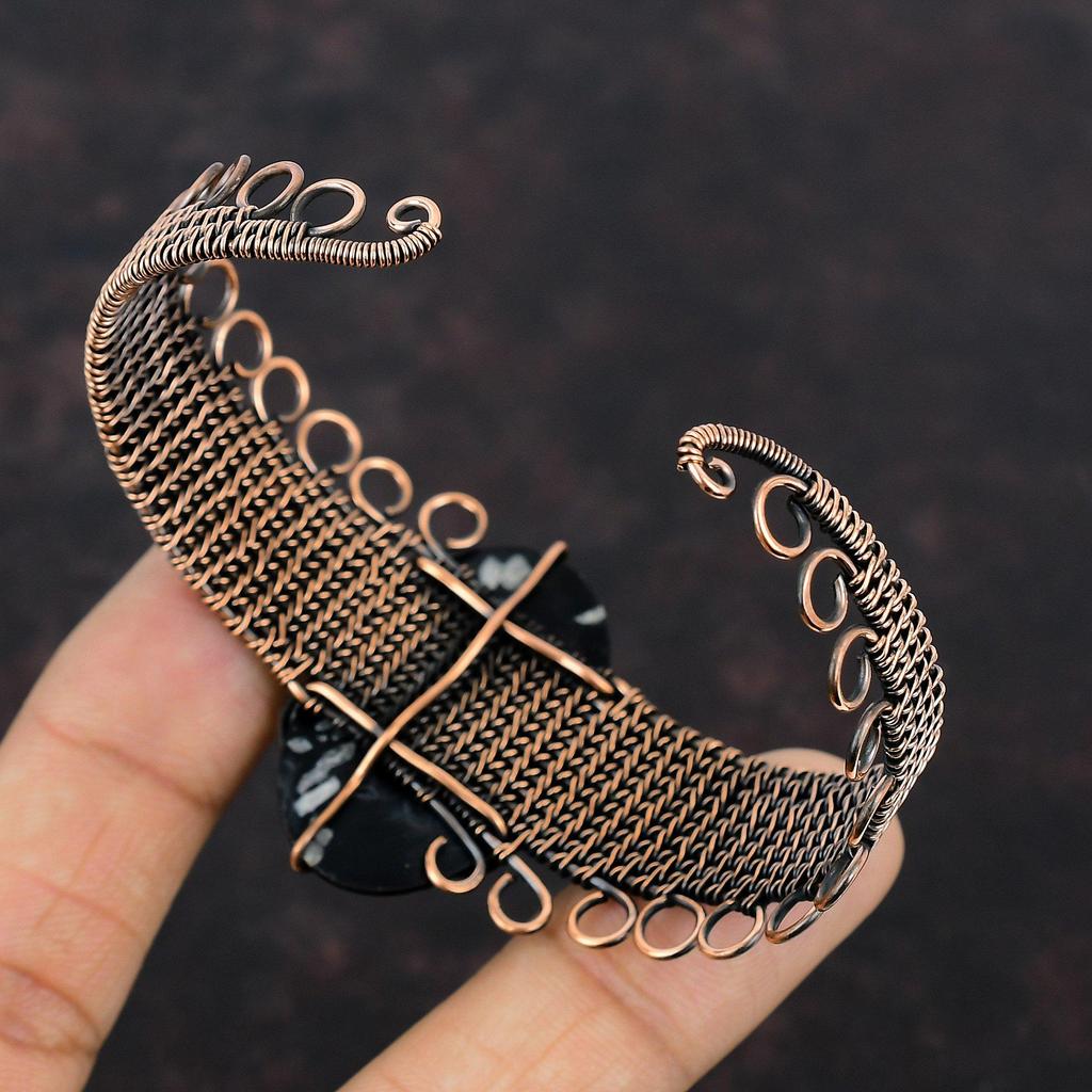 Chrysanthemum Cuff Bracelet Copper Wire Wrapped Adjustable Bangle Handmade Bangle Copper Wire Jewelry Original Gemstone Bangle Gift For Him