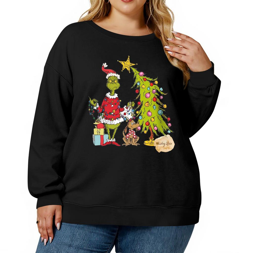 Women's Fashionable Casual Plus-Size Long Sleeve Pullover Printed Sweatshirt