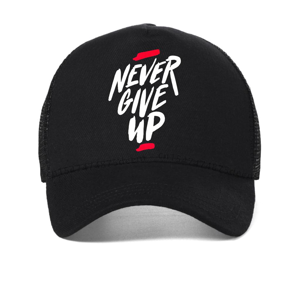 NEVER GIVE UP Print Design Unisex'S Baseball Cap Summer Outdoor Casual Sports Caps Fashion Women Breathable Mesh Cool Snapback Hat
