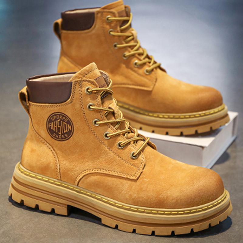 Rhubarb Boots Martin Boots Spring and Autumn Men's Leather Boots 2025 New Heightening Thick-soled Tooling Short Boots