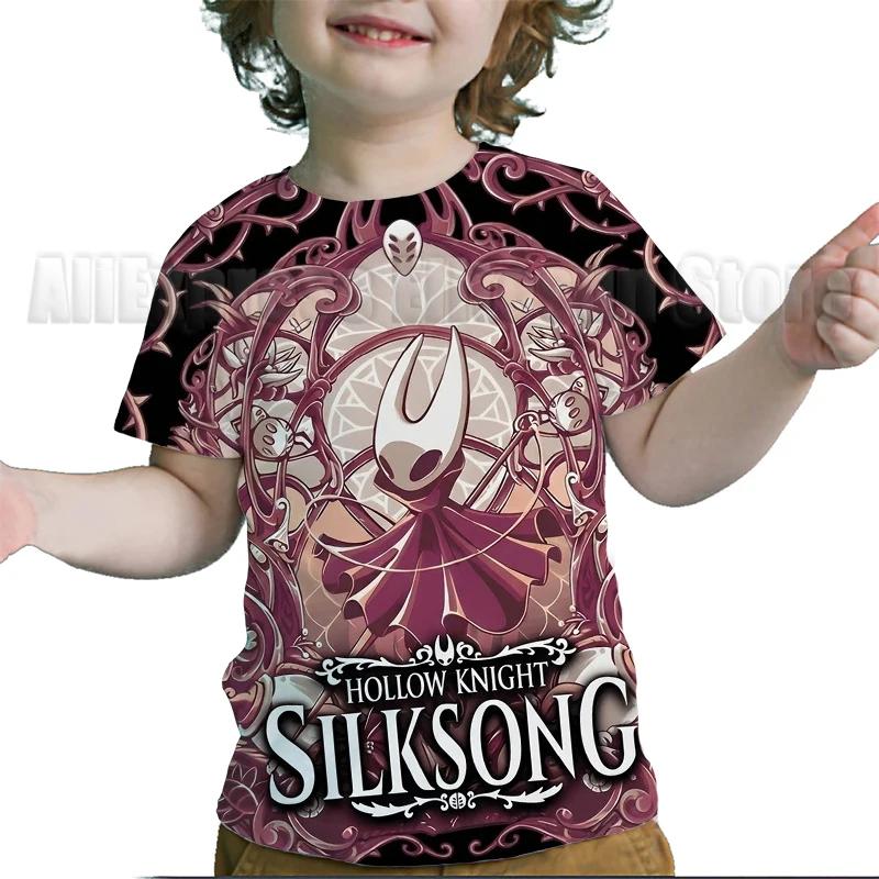 Kids Hollow Knight Silksong T-shirts Fridge Magnet Boys Girls T Shirts Child Cartoon Tshirt Camiseta Summer Toddler Tee Costume