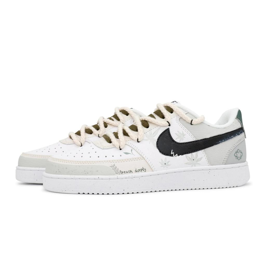 Nike Court Vision 1 Slip Resistant Abrasion Resistant Low top Skateboard Shoes Men's Beige White Black DH2987-101(Team459--)