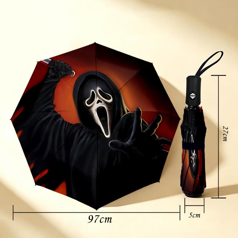 Ghostface Horror 8 Ribs 3Fold Black Glue Uv Protection Umbrella Sun Protection Rainproof Compact Folding Umbrella For Travel Daily Use C924141