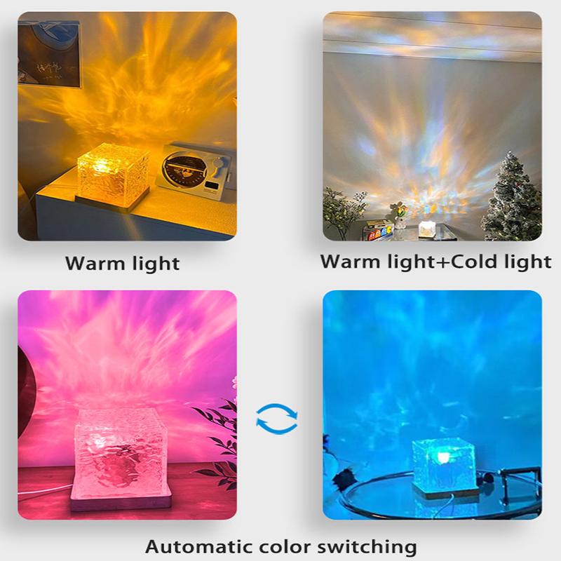 Projector Night Light Galaxy Ocean Wave Usb RGB Led Lights 3D Crystal Night Lights For Bedroom Desk Dynamic Rotating Light