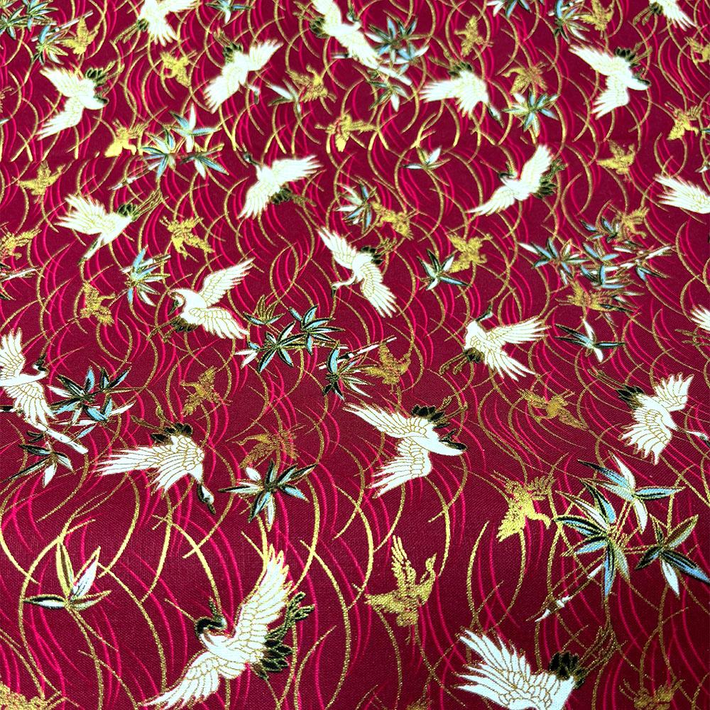 100% Cotton Fabric for Dress Bronzed Japanese Kimono Cherry Flower Print Cloth DIY Sewing for Hanfu Handbag Children Apparel Bow