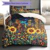 Sunflower Pattern Bedding Quilt Set  Home Decoration  Gift (1 * duvet cover + 2 * pillowcase  without core)