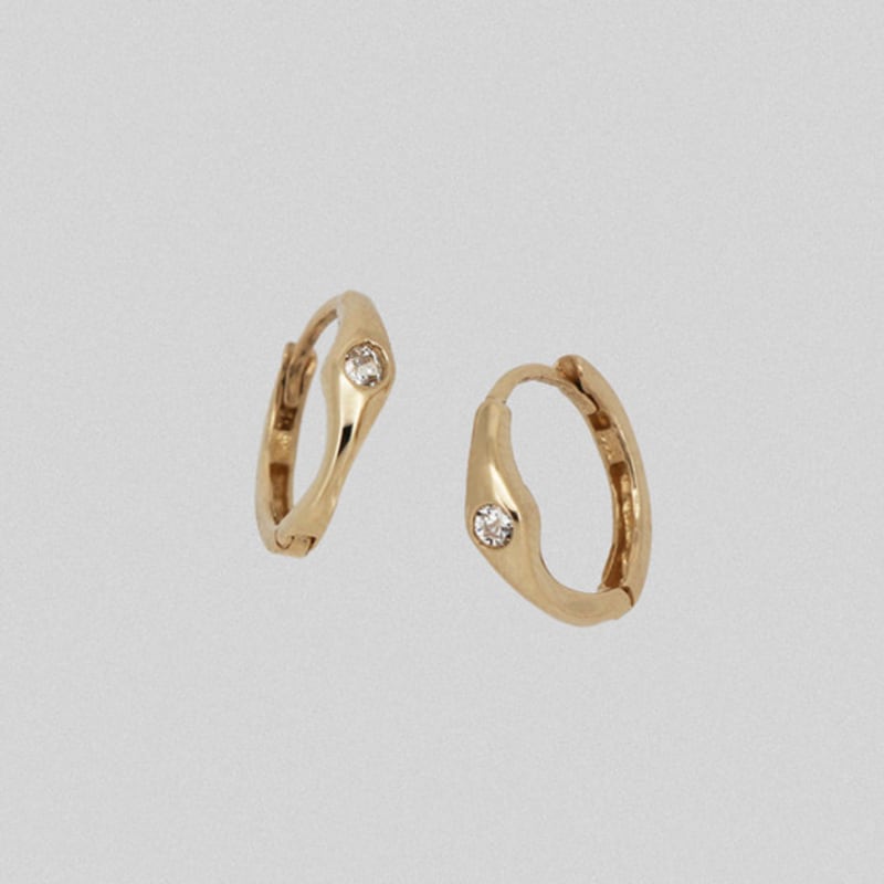 Youngglow 14k Middle Cubic Point One Touch Ring Earring