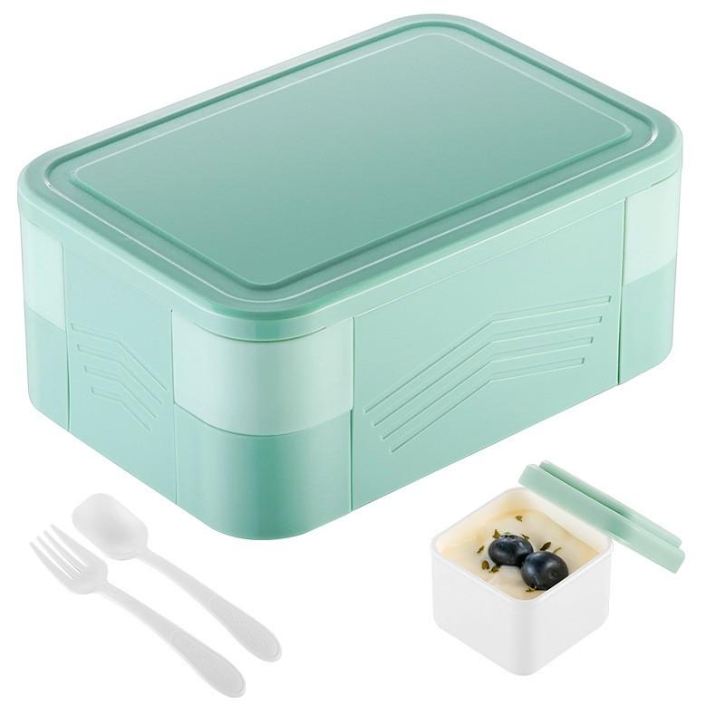 BPA-Free Plastic Bento Box Kids Adults Microwave-Safe Leakproof Lunch Container Double-Layer Food Storage In 9 Colors