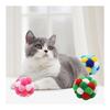 KKLM Cat Pom Pom Ball, Pet Toy, Cat Pom Pom Ball, Set of 3, Includes Bell, Exercise Toy, Color Ball, Green/Blue/Pink, Invites Play with Clear Sound,