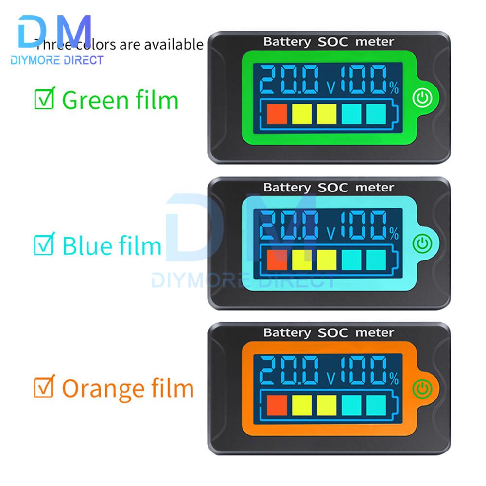 Waterproof Battery Capacity Indicator DC Voltmeter 8-100V Lead Acid Lithium Iron Battery Tester Meter 12V 24V 48V 72V