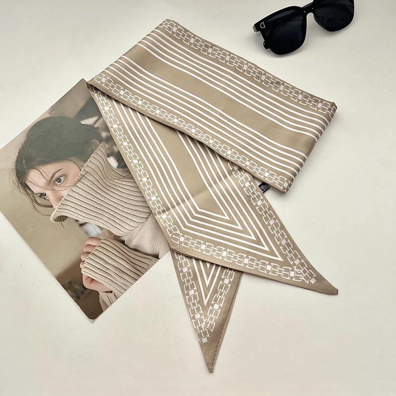 Double-sided Long Strip Small Silk Scarf Women's Professional Wear Spring and Summer New Decorative Small Scarf Tied Hair Band Streamer