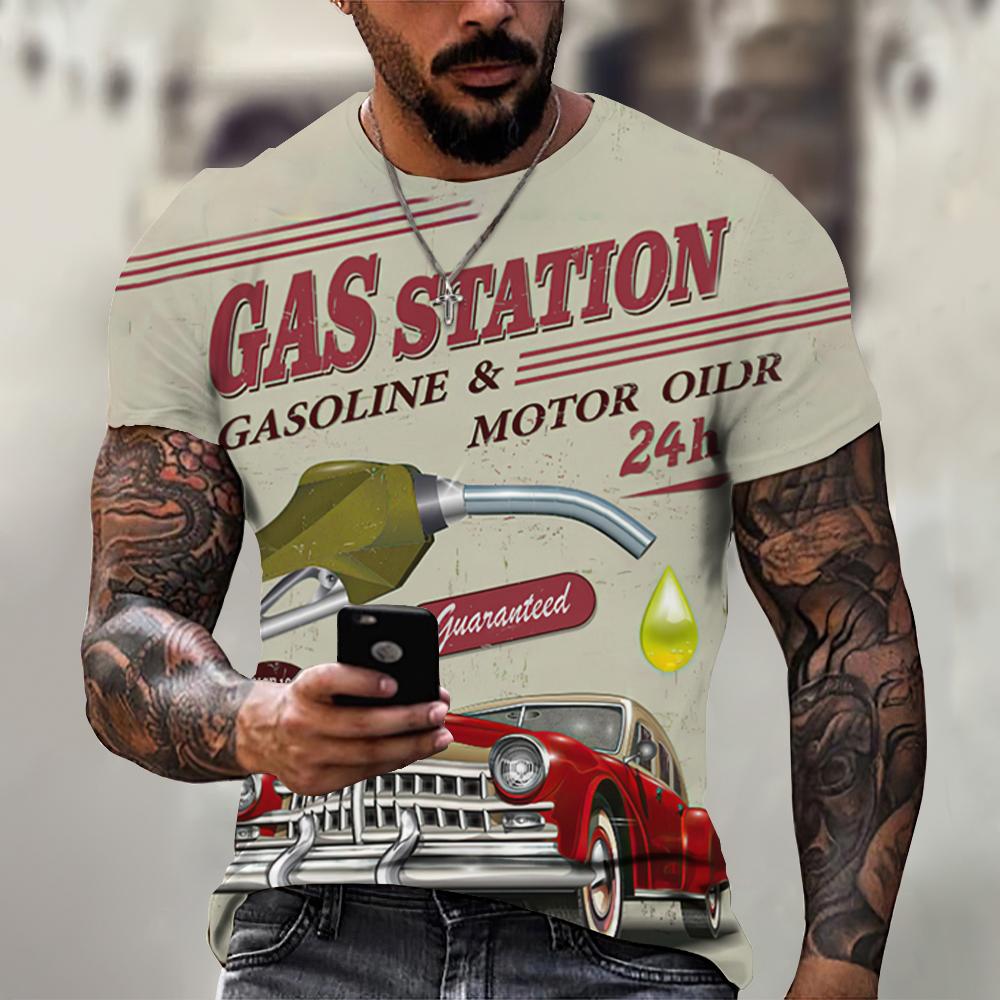 Vintage Motorcycle T Shirt For Men 3D Racing Girl Short Sleeve Tops Street Men's Biker T-shirt Oversized Tee Shirt Clothing