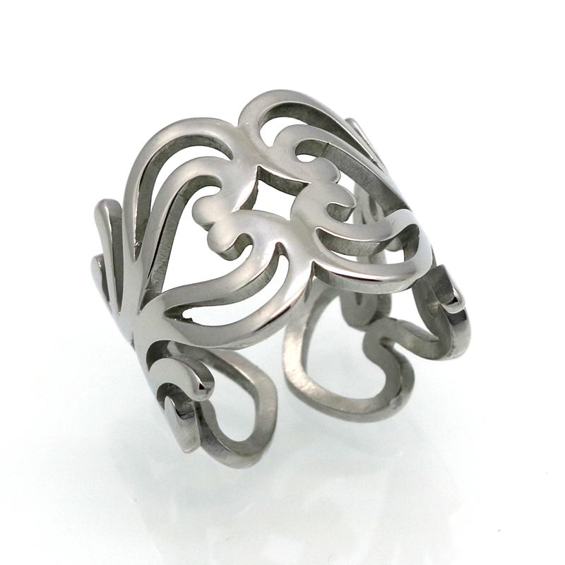 Rustfritt stål gullfarge hul hjerte ring jubileum løfte ring for kvinner mote smykker gave