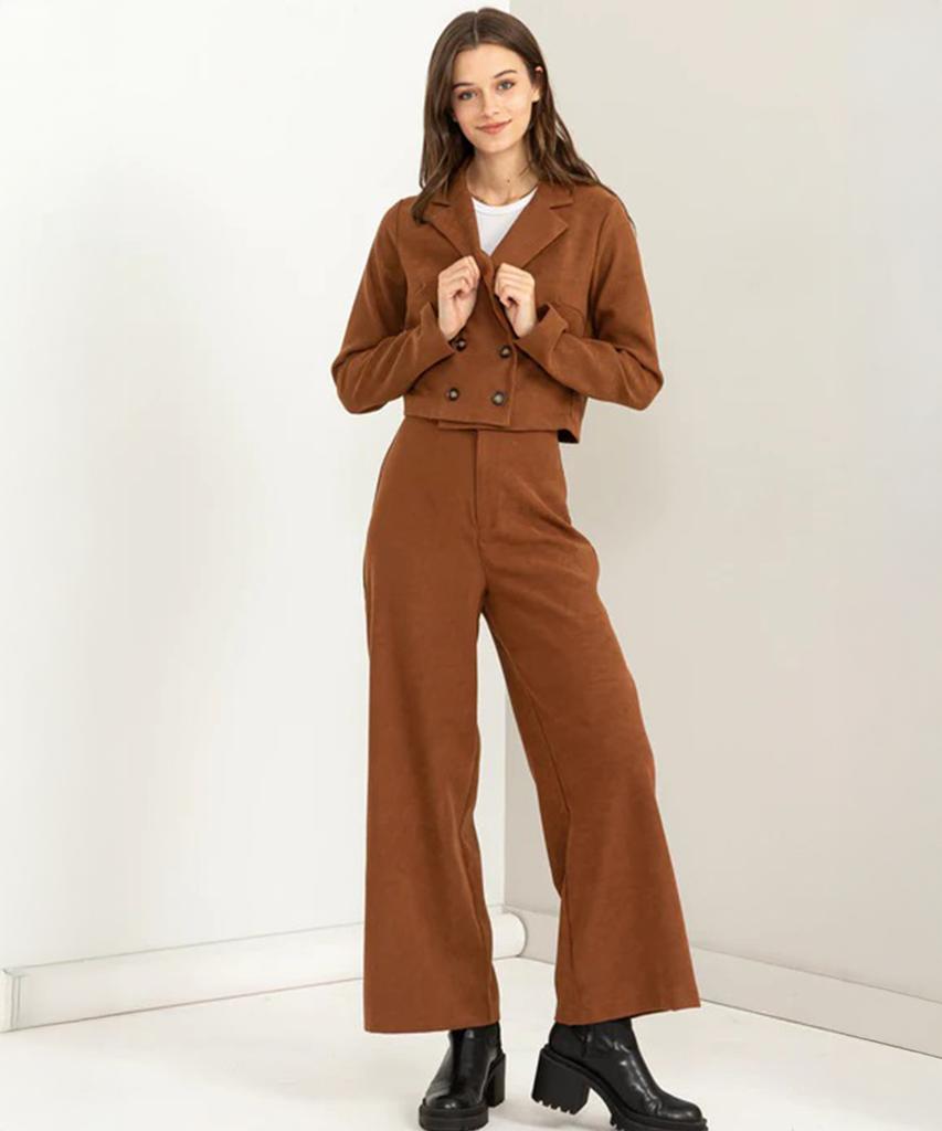 Hyfve Crop Blazer And Pants Set