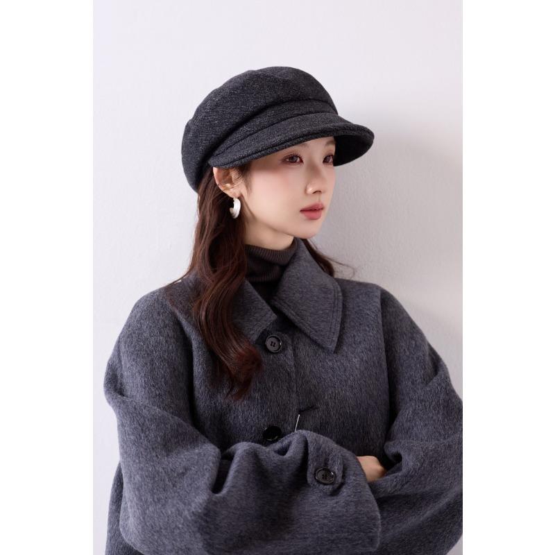 Damen S Herbst Winter Vintage Newsboy Baseballkappe Große Gesichtsformende Mütze