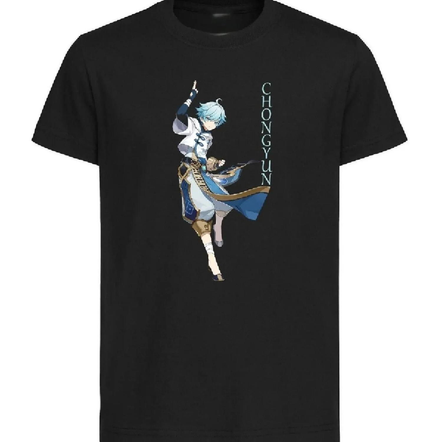 

Black T-Shirt - Black Jersey - Genshin Impact - Chongyun- S