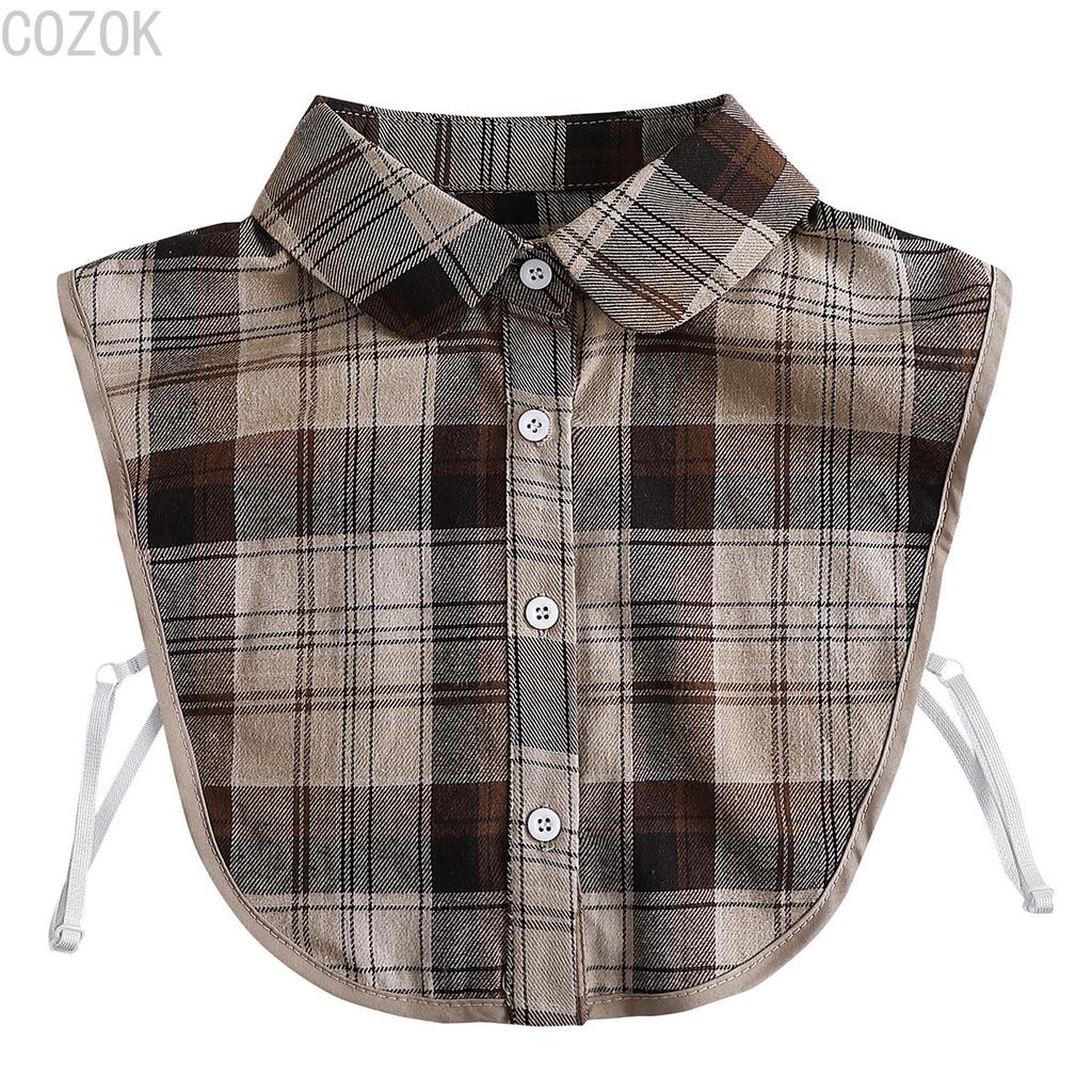 Women's Solid Colour Black White Vertical Small Flip Collar Versatile Shirt Jumper Jumper Fashion Lace False Collar Four Seasons