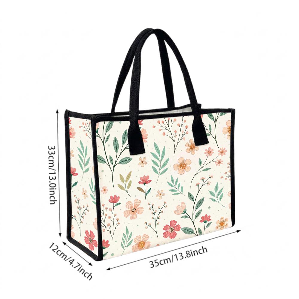 Floral Print Tote Bag Casual Daily Shoulder Bag for Shopping Outings