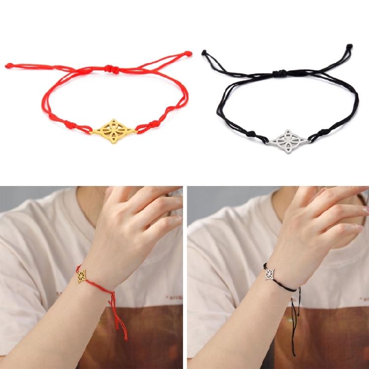 Titanstahl Hexen knoten Anhänger Armband für Damen Herren Jade Schnur Seil Armband