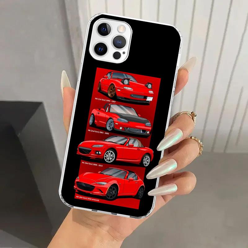JDM Car MX5 Cute Phone Case for Iphone 17 Air 16 15 Plus 14 13 Mini 12 11 Pro Max 16E 7 8 SE 2020 Soft Funda Print Shell 17 Air