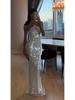 Elegant High Waist Sequin Wrap Dress