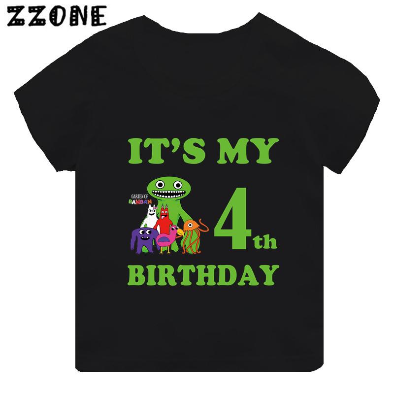Hot Game Garten of Banban Print Kids Clothes It's My Birthday Boys Girls T Shirt Baby Children T-Shirts