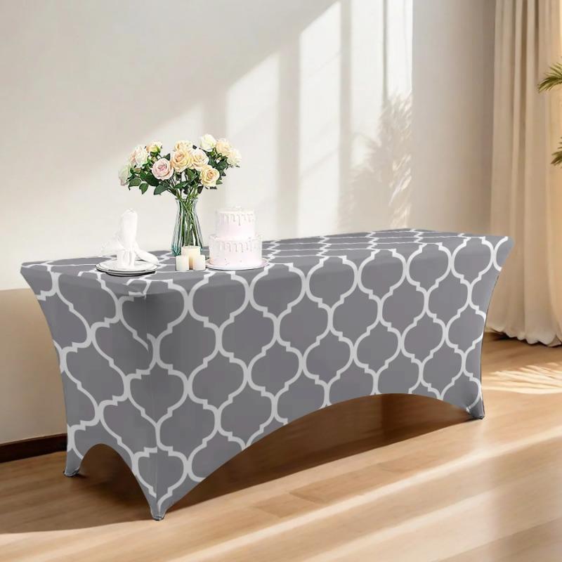 

4/6/8FT High Stretch Washable for Rectangular Tablecloth Outdoor Wedding Party Festivals Dust-proof Tablecloths 4FT