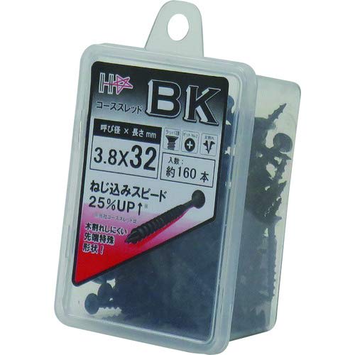 DAIDOHANT Coarse Thread Black (Nominal Diameter D) 3.8 X (Length L1) 32mm (Bell / Full Thread) Iron/Zinc Phosphate (Pack of 160) 10176789