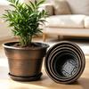 Drainage Pots for Succulents Retro Flower Pot with Saucer, Bronze Finish Plant Holes, Planters Flowers Breathable Thickened Plastic Planter