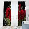2 Stück - Schwarzer Grund rote Rose Polyester Vorhänge, Badezimmer, Schlafzimmer, Wohnzimmer und Familienzimmer dekorative Vorhänge