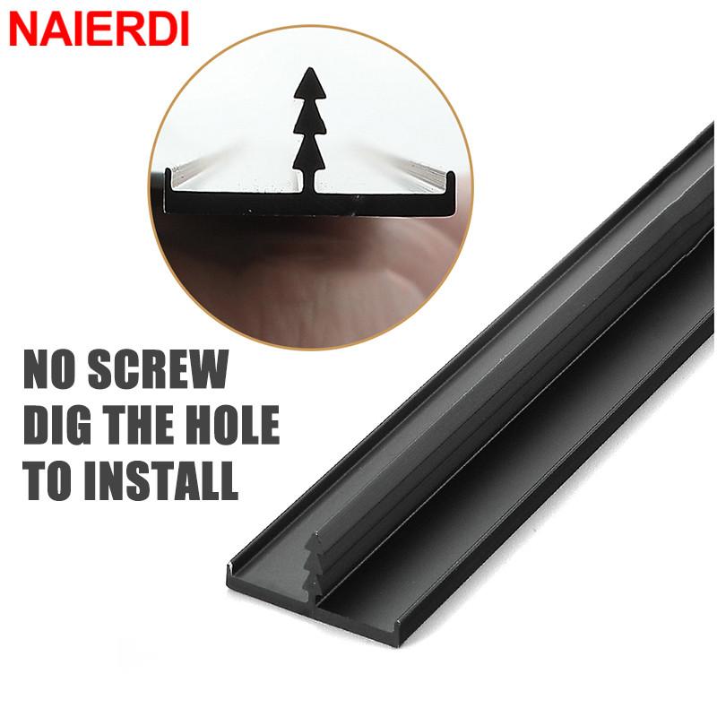 NAIERDI 800mm Aluminum Alloy Long Furniture Handles Black Hidden Cabinet Handle Cupboard Pulls Drawer Knobs Door Hardware