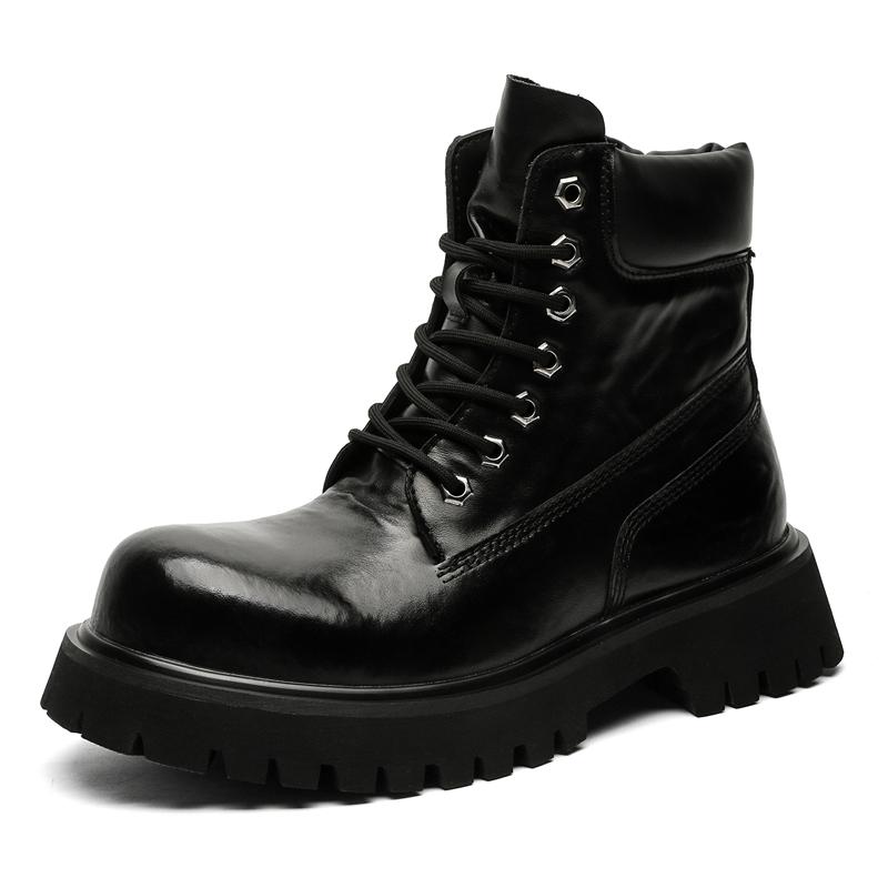 

Fashion New Suede Leather Male Motorcycle Boots Thick Bottom Ankle Boots Casual Botas Men s High-top Shoes Fashion Leisure Walking Shoes 38