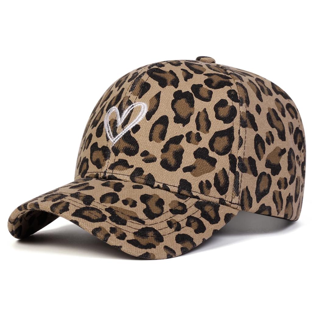Baseball Print Leopard Stitching Embroidered Love Neutral Gender Women  Men For Caps Spring And Autumn Outdoor Adjustable Casual Hats Sunscreen Hat